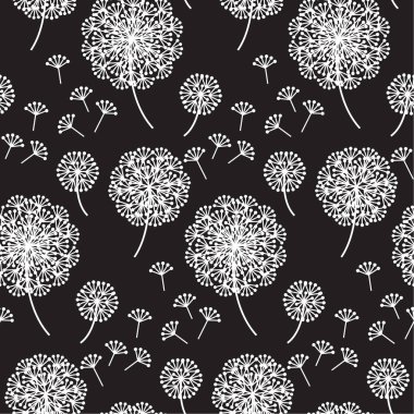 Siyah ve beyaz soyut karahindiba çiçekler 