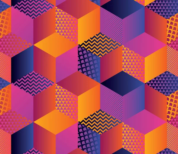 Geometric hexagon bright seamless motif — Stock Vector