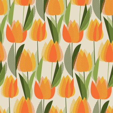 Soyut Sarı Lale çiçek seamless modeli.