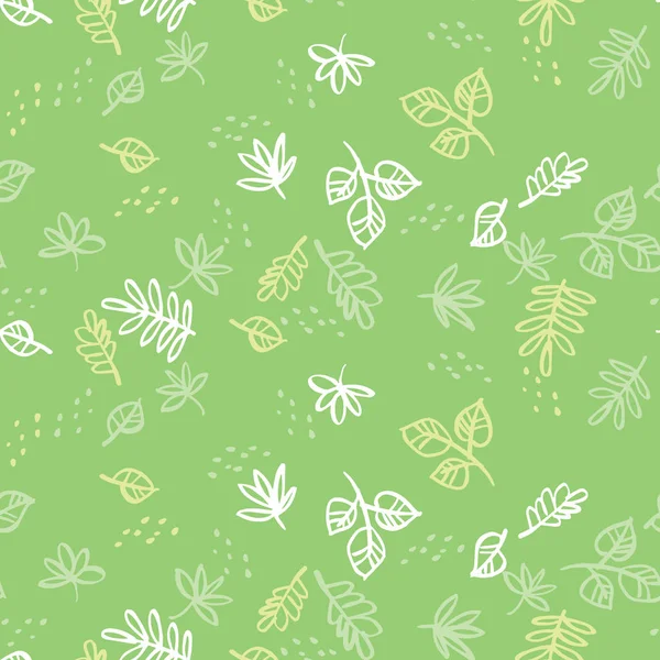 Simple green leaves seamless pattern. — Stock Vector