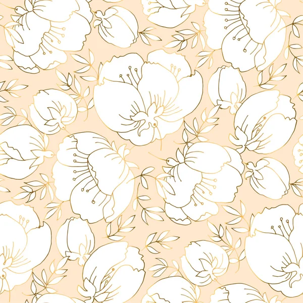 Ivoire et beige motif floral sans couture de luxe . — Image vectorielle