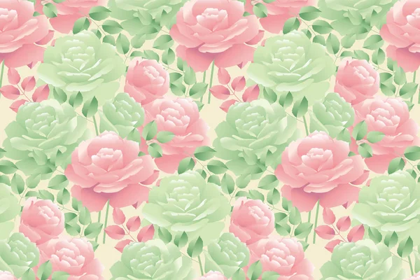 Pastel decorative tender rose seamless pattern. — Stock Vector