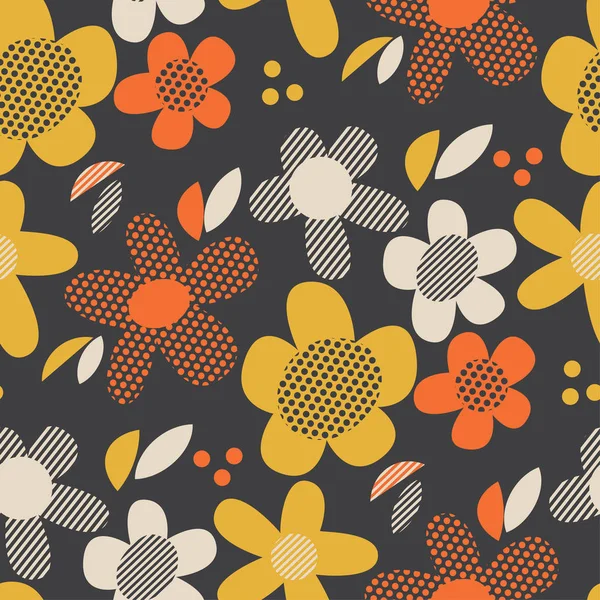 Vintage colores geométrico floral patrón sin costura . — Archivo Imágenes Vectoriales