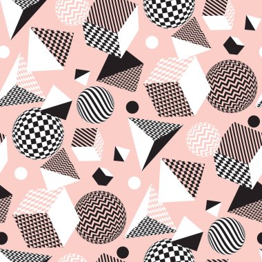 Siyah ve solgun gül 3d Geometri şekilleri