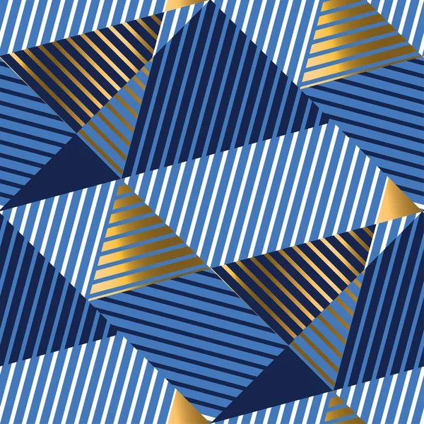 Rayé or et bleu motif sans couture de luxe — Image vectorielle