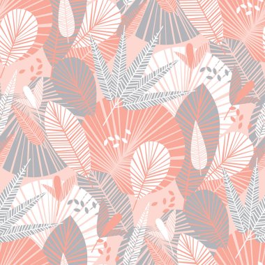 Pastel renk decoorative tropikal seamless modeli ile palmiye yaprakları