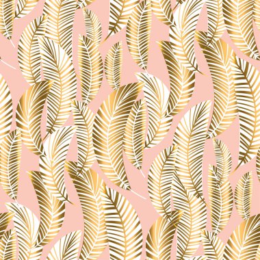 Pastel luxury exotic seamless pattern with palm leaves clipart