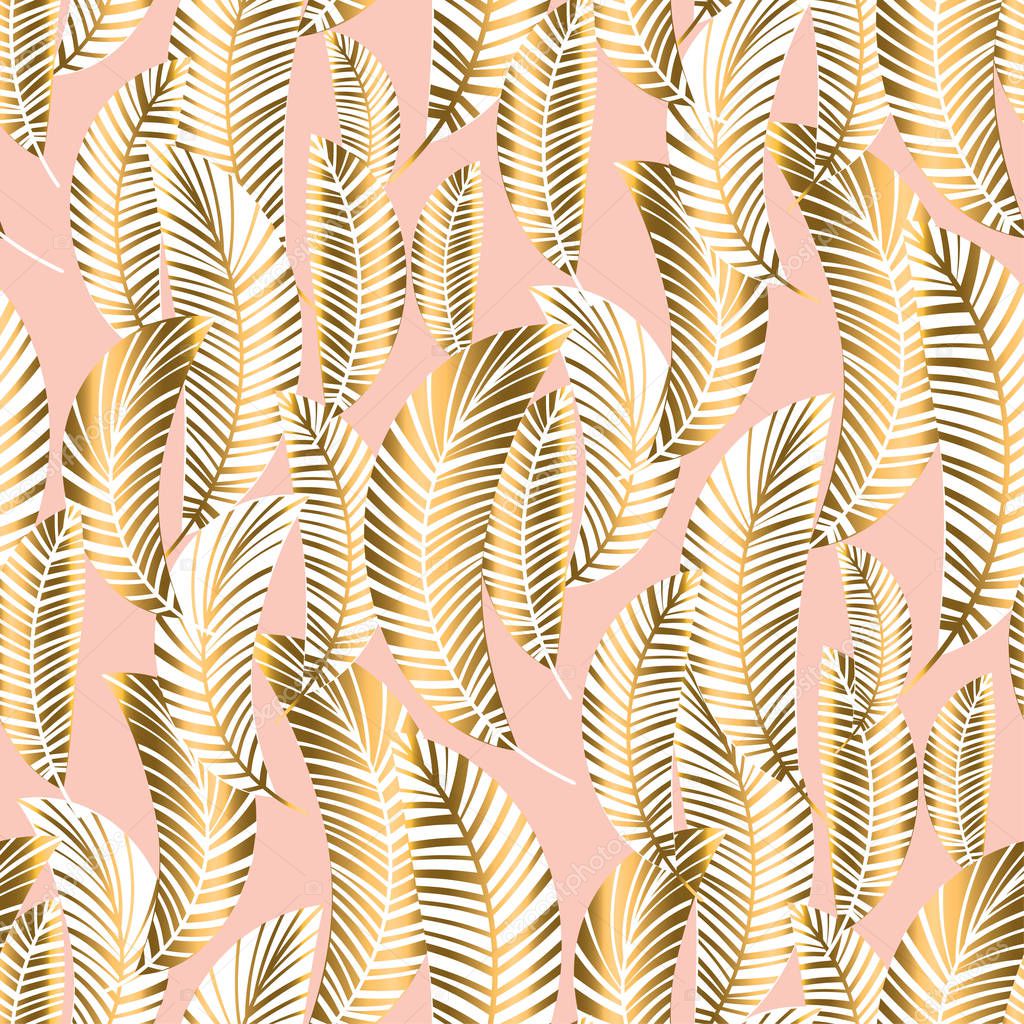 Pastel luxury exotic seamless pattern with palm leaves