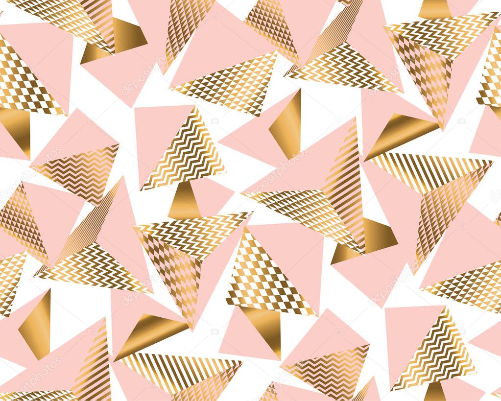 Gold and pale rose pyramid with pattern. 