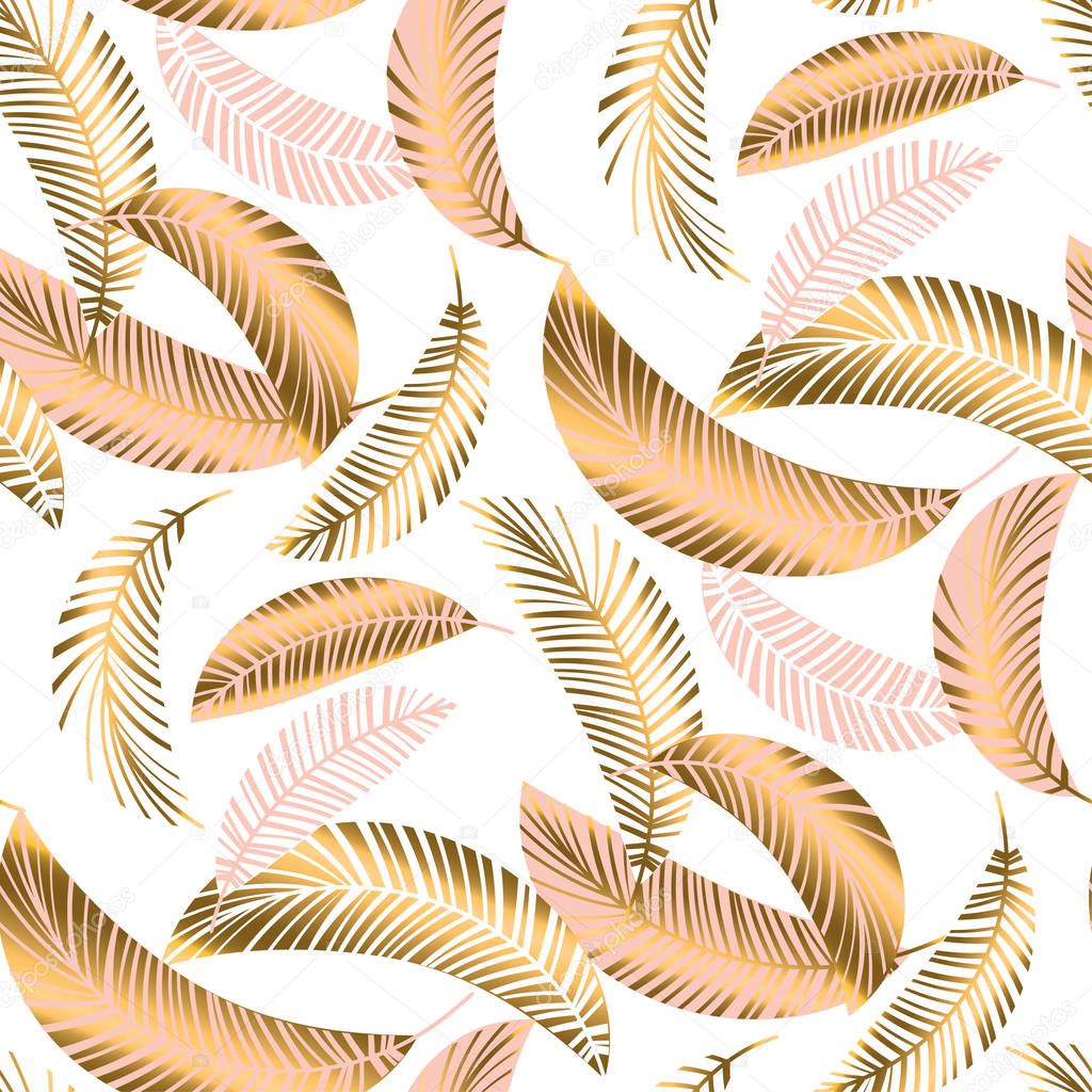 Pastel luxury exotic seamless pattern with palm leaves