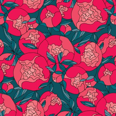 Dekoratif şakayık bud çiçek seamless modeli. 