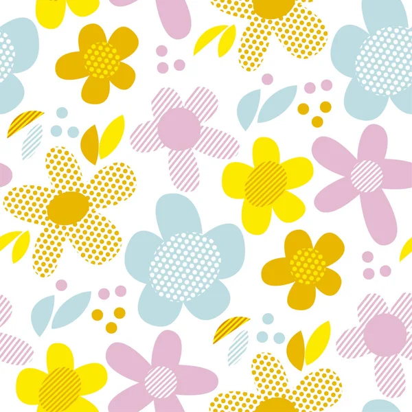 Naïf couleur pastel fleurs simples motif sans couture — Image vectorielle
