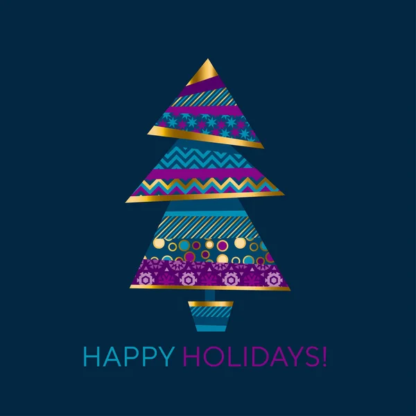 Bleu et or arbre de Noël élément de conception — Image vectorielle