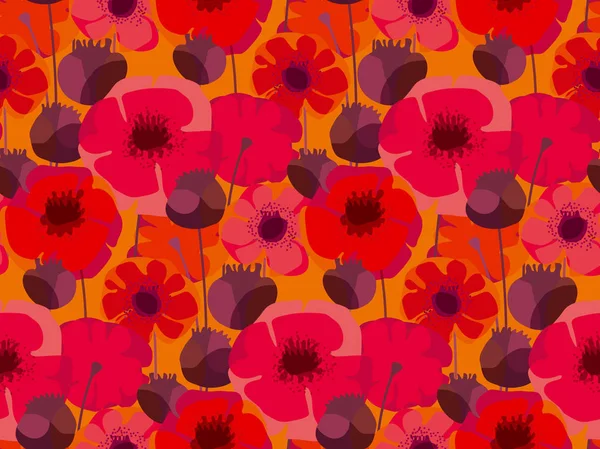 Dekoratif kırmızı haşhaş çiçek yinelenebilir motifi  