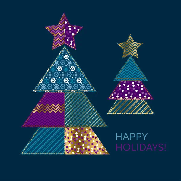 Bleu et or arbre de Noël élément de conception — Image vectorielle