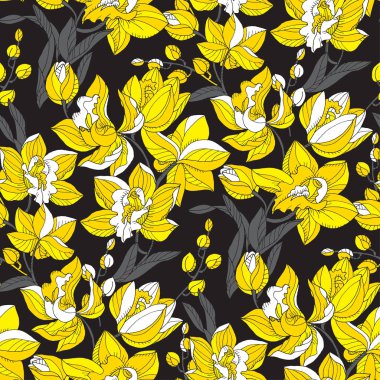 Dekoratif tropikal çiçek yinelenebilir motifi  