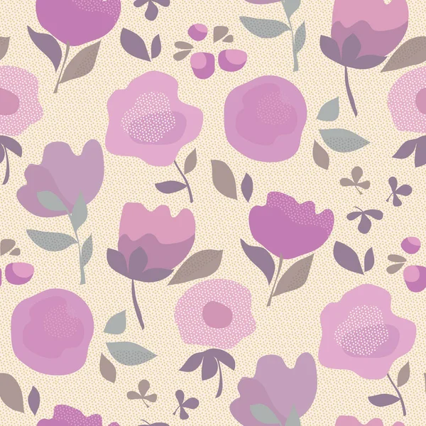 Elegante patrón sin costura floral de estilo boho de color violeta — Vector de stock