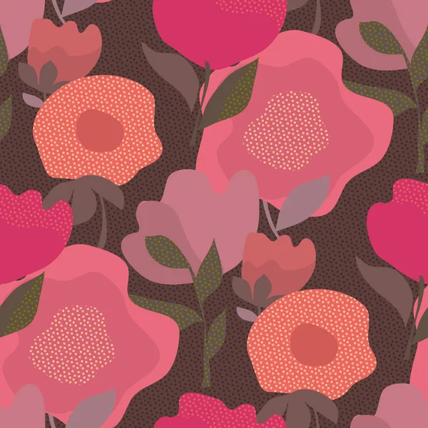 抽象的なほこり色シームレス花柄 — ストックベクタ