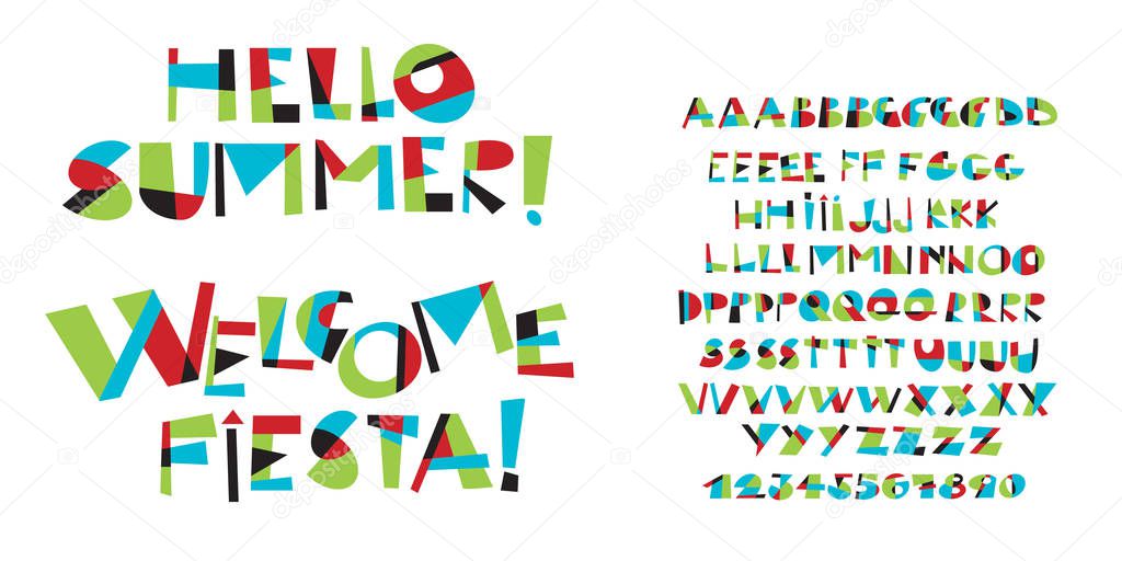 Colorful childish font letter set 