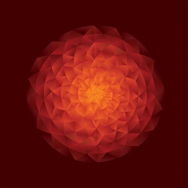 红色热抽象太阳曼荼罗几何图案 — 图库矢量图片
