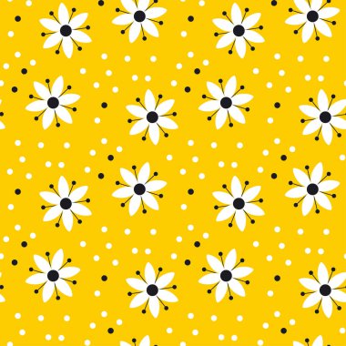 Naive basit sarı geometrik çiçek seamless modeli