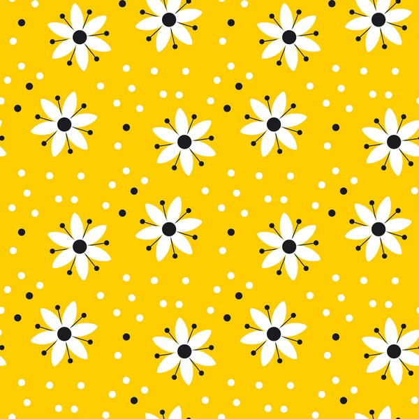 Naive simple yellow geometric flower seamless pattern — Stock Vector