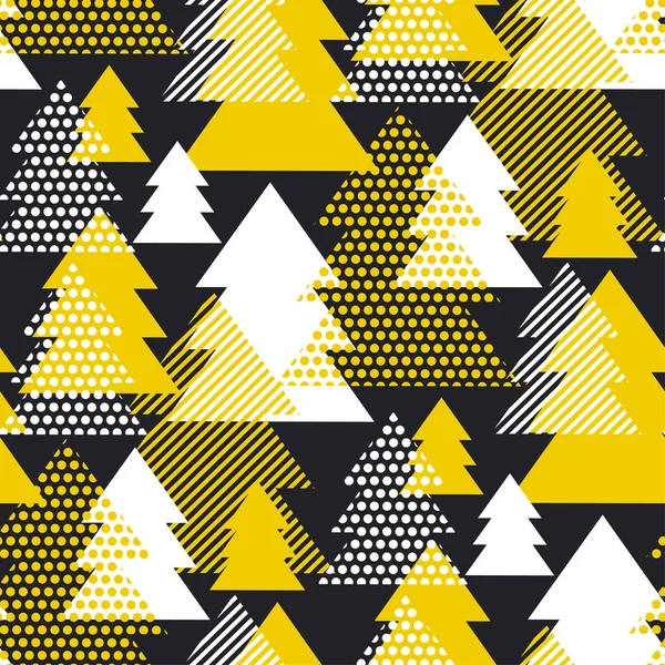 シンプルなクールな幾何学的なクリスマス ツリーのシームレス パターン — ストックベクタ