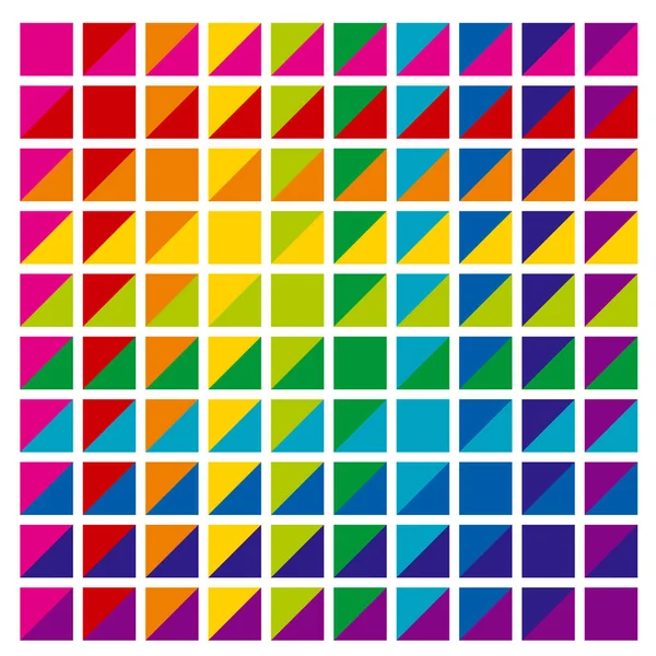 Combinación abstracta de la paleta de colores del arco iris en formas triangulares. ilustración vectorial . — Vector de stock