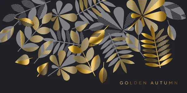 Черные и золотые роскошные листья — стоковый вектор