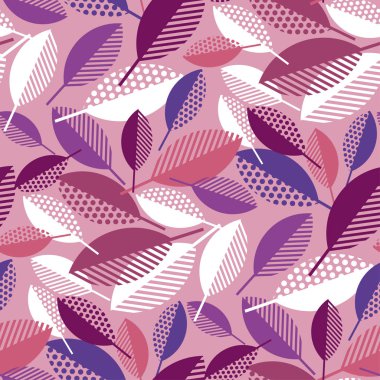 Pembe geometrik renkli sonbahar yaprakları seamless modeli.