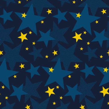 Kış gece kar taneleri ve yıldız seamless modeli