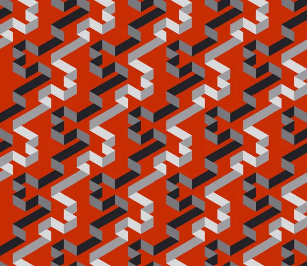 Patrón sin costura de laberinto de rayas geométricas negras y rojas — Vector de stock