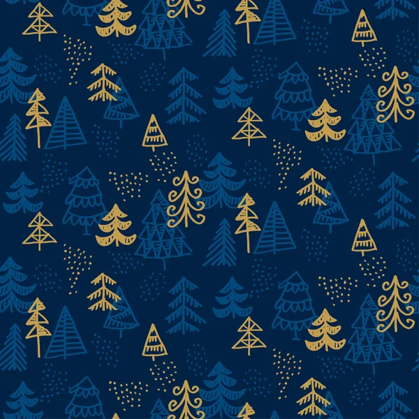 Elegante nahtlose Muster von Weihnachtsbäumen — Stockvektor
