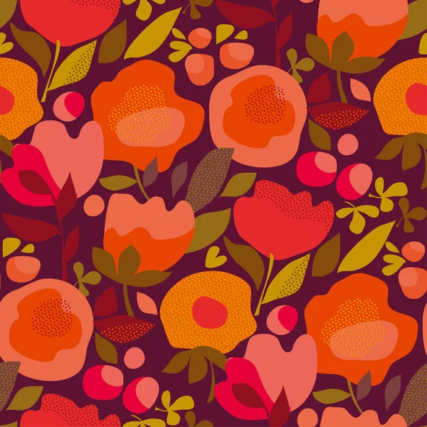 가 추상 꽃 오렌지 원활한 패턴. — 스톡 벡터