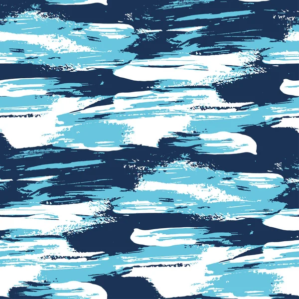 Blått vatten borste moderna sömlösa linjemönster — Stock vektor