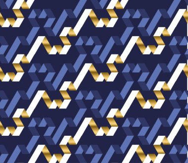 Mavi ve altın rengi labirent seamless modeli. 