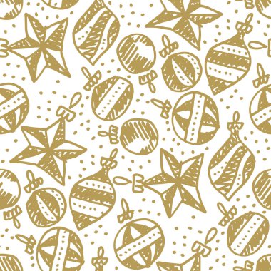 Xmas ağacı saf tarzı baubles seamless modeli