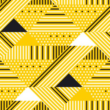 Sarı ve siyah geometrik modern seamless modeli