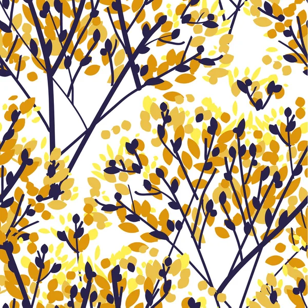 秋のスケッチ スタイルの葉し、枝のシルエット — ストックベクタ