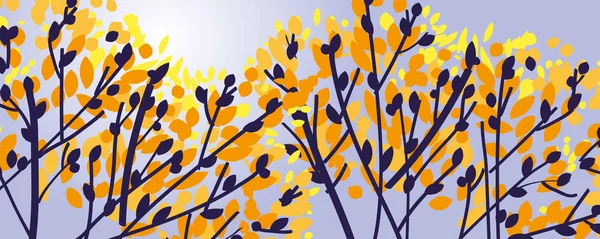 Moderne elegante herfst boom takken silhouet — Stockvector