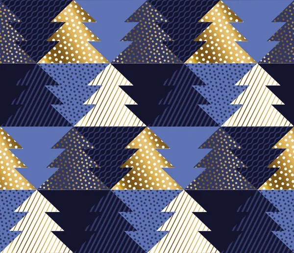 正月とクリスマス ツリーの幾何学的なシームレス パターン — ストックベクタ
