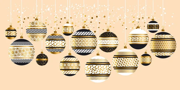 Kerstmis en Nieuwjaar beige luxe kerstballen — Stockvector