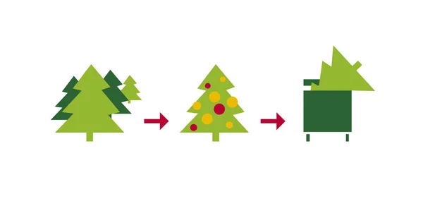 Karácsonyfa életciklus Szalagkábel, színes, vektoros illusztráció — Stock Vector
