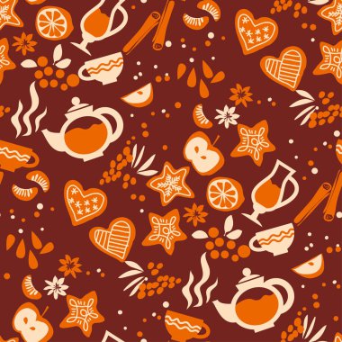 Simge stil kış yiyecek seamless modeli.