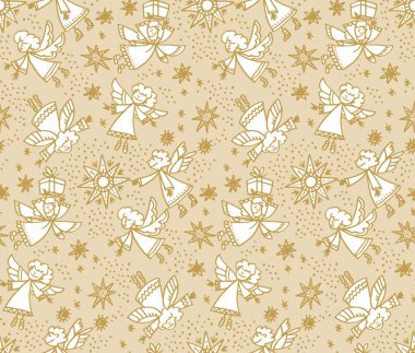 Noel el çekilmiş sorunsuz vektör desen