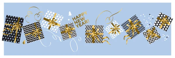 Happy New Year color vector banner template — Stock Vector