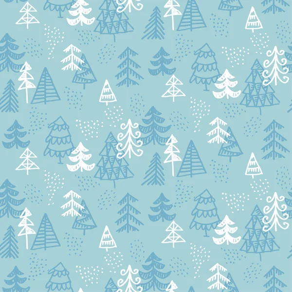 Patrón sin costuras de Navidad ingenuo azul y blanco — Archivo Imágenes Vectoriales