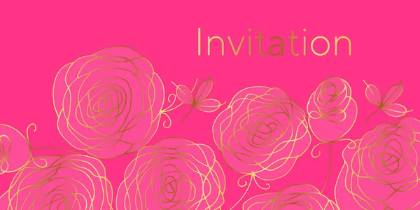 Floral invitation vector color template — Stock Vector