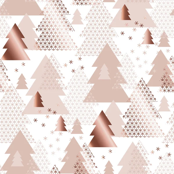 Roségold geometrische Weihnachtsbaum nahtlose Muster — Stockvektor