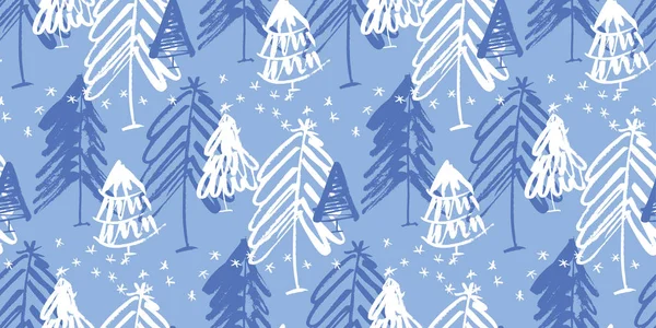 Weihnachtsbaum Silhouetten nahtloses Muster — Stockvektor